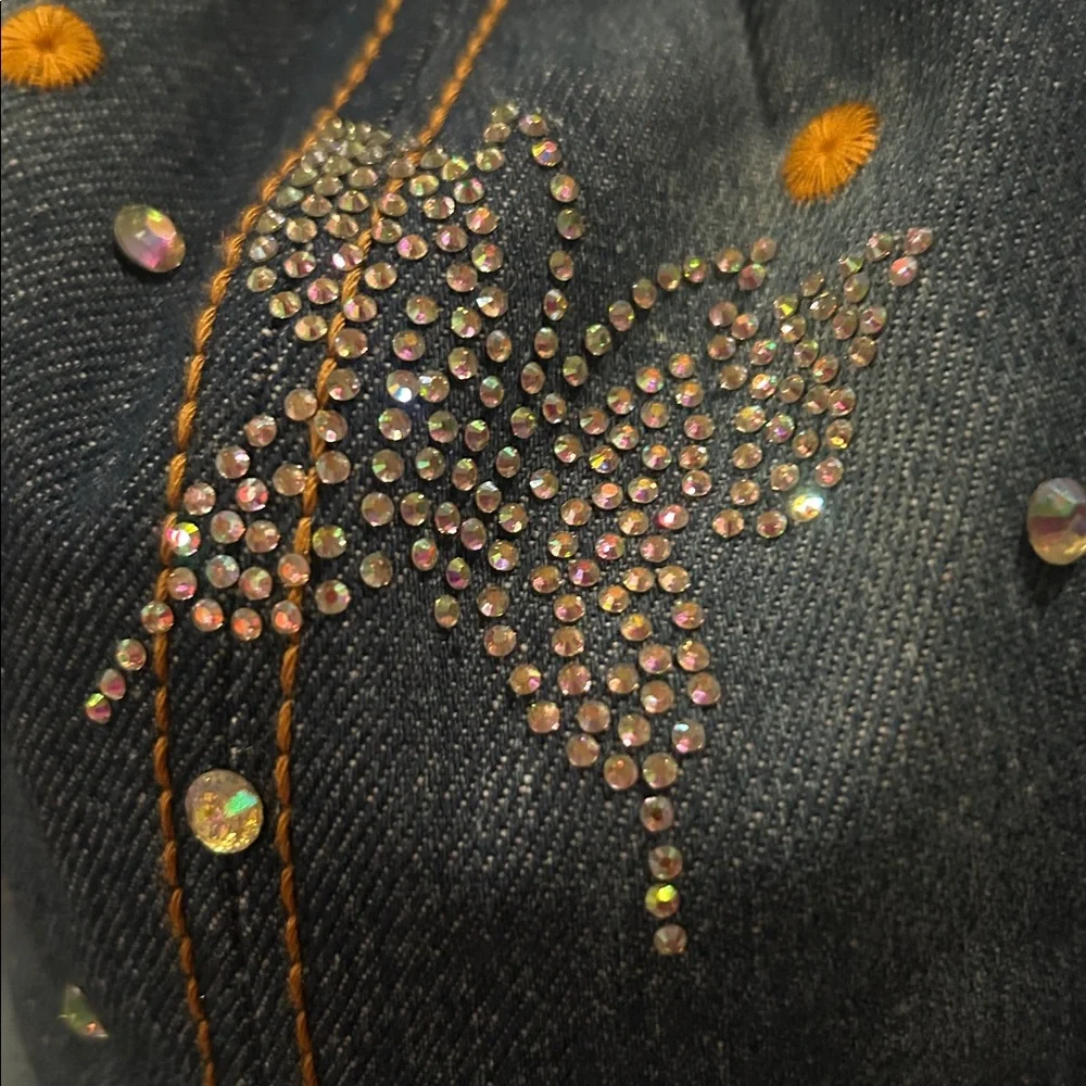 COG NEW YORK Denim Baseball Hat Rhinestone Butterfly OS NWT